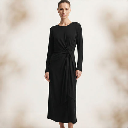 M&S Collection Knot Detail Maxi Dress Womens 18 Black Minimalist Elegant Formal