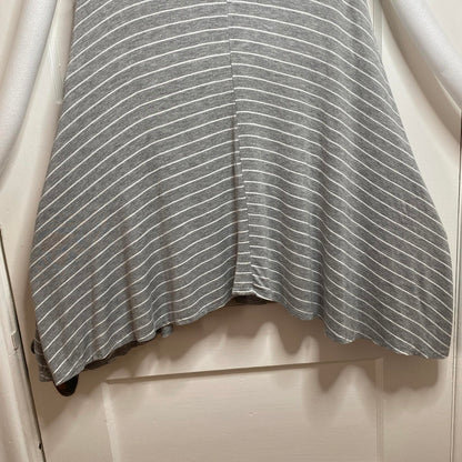 Pinc Striped Tunic Dress Gray White Stripes Stretchy Lagenlook Minimalist Casual