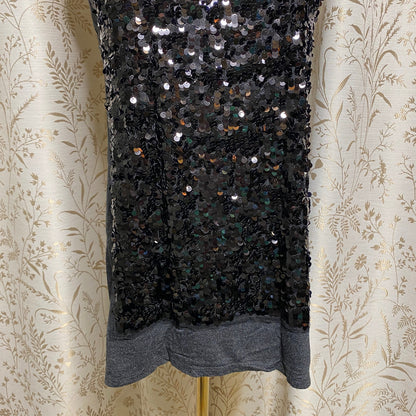 Alfani Black Sequin Front Tank Small Gray Holiday Night Out Indie Sleaze Grunge