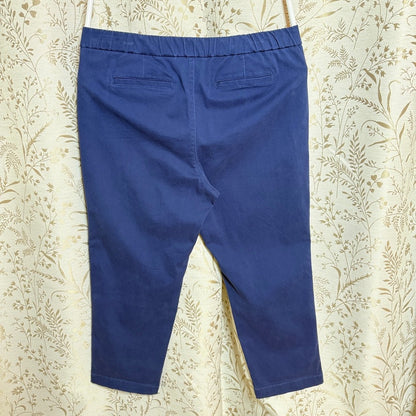 Lands' End Mid Rise Stretch Crop Pants Navy Blue Womens Sz 14 Coastal Minimalist