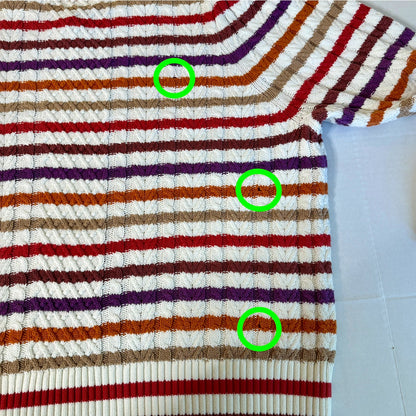 St Johns Bay Striped Cable Knit Puff Sleeve Sweater Women 2X Academia Retro Cozy