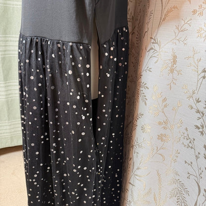 Whimsigoth Polka Dot Maxi Dress Women 1X Black Party Holiday Festive Going Out