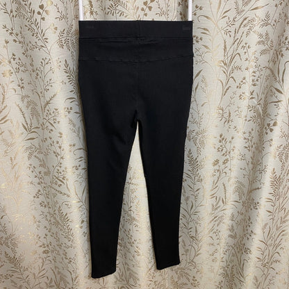 Julia Black Faux Leather Front Leggings Small Gold Zipper Moto Baddie Streetwear