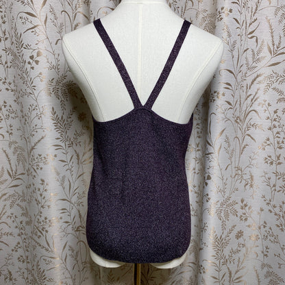 Banana Republic Metallic Tank Shimmer Charcoal Gray Indie Glam 90s Minimalist