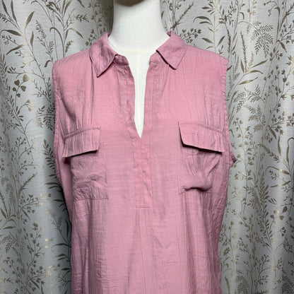 NY Collection Pink Sleeveless V-Neck Utility Tank Top XL Resortwear Gorpcore