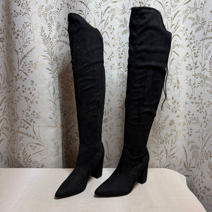 JustFab Aubriana Faux Suede Thigh High Boots Women 8 Goth Witchy Whimsigoth Edgy