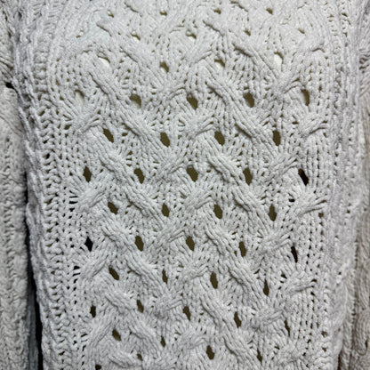 Aero Hygge Cable Knit Sweater Women Small Cream Cropped Open Weave Scandi Comfy