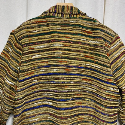 Shaver Lake Striped Knit Jacket Womens Large Vintage Boho Artsy Western Lodge