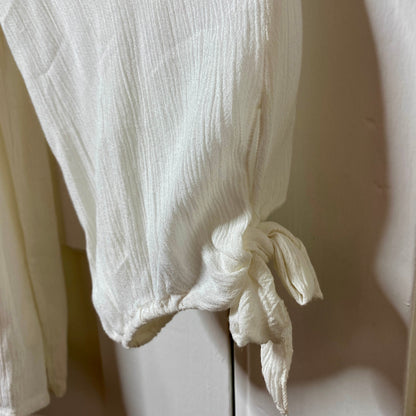 Soft Surroundings Cold Shoulder Blouse S White Balloon Sleeve Festival Boho Chic