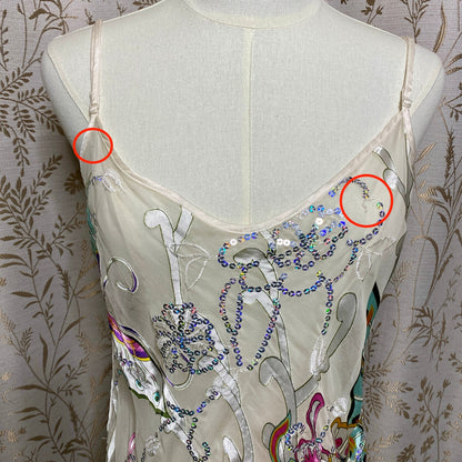 Shirley of Hollywood Silk Sequin Chemise Large Y2K Butterfly Fairycore Festival