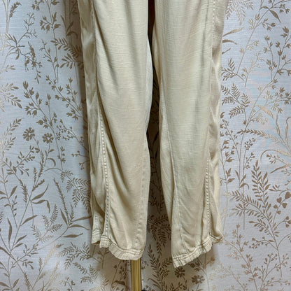 SONOMA Lyocell Linen Pants Womens L Cream Pull On Stretch Waist Neutral Coastal