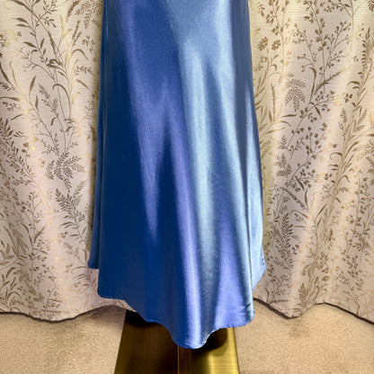 Alcea Rosea Satin Lace Trim Slip Dress Women M Blue Coquette Romantic Feminine