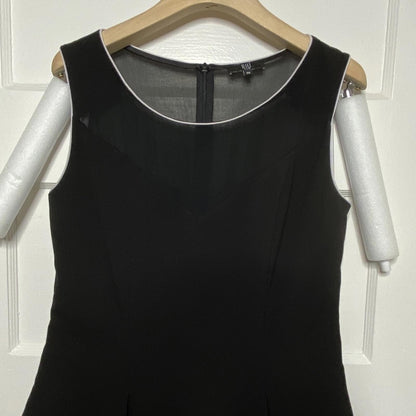 Riu Paris Black Illusion Sweetheart Dress XS Chiffon Hem Cocktail LBD Mod Party