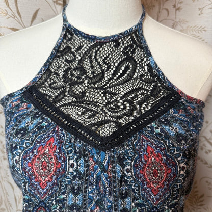 Gypsies & Moondust Boho Paisley Lace Halter Romper Shorts Womens S Southwestern