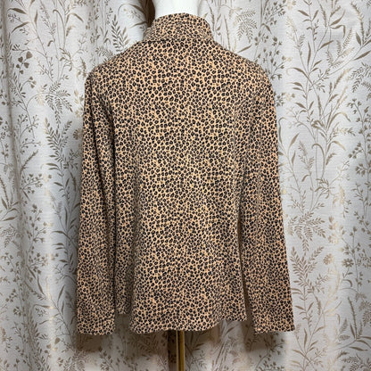 Croft & Barrow Leopard Print Mock Neck Top Women L Minimalist Office Siren Indie