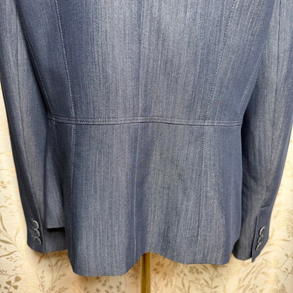 Nine West Tailored Denim-Look Blazer Women 12 Office Siren Minimalist Corpcore