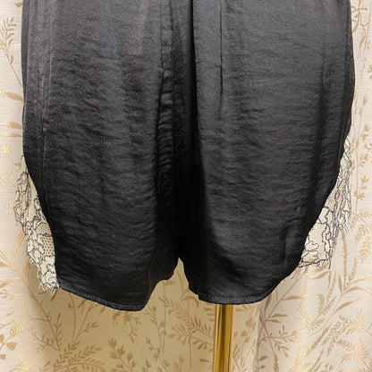 Me To We Black Silk-Feel Lace Trim Shorts Small Coquette Dollette Balletcore