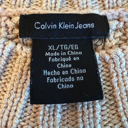 Calvin Klein Jeans Pink Shimmer Knit Sweater Women XL Preppy Boho Light Academia