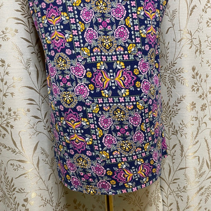 Croft & Barrow Geometric Floral Tank Top L Art School Boho Eclectic Cottagecore