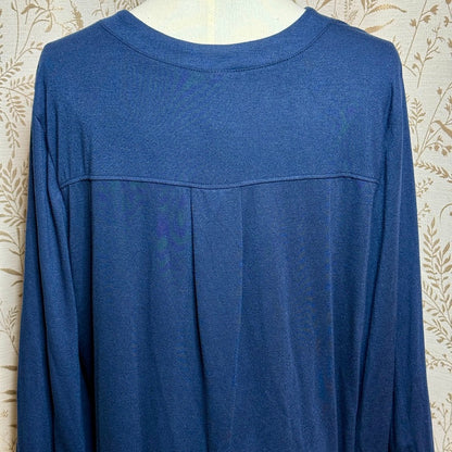 Lildy Navy Blue Stand Collar Tunic Women L-XL Minimalist Business Casual Travel