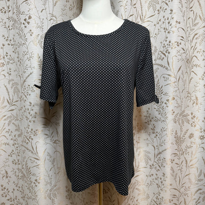 Croft & Barrow Polka Dot Short Sleeve Top Womens L Stretch Retro Classic Preppy