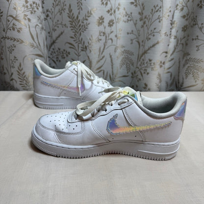 Nike Air Force 1 Low Iridescent Pixel Swoosh Sneaker Mens 7.5 White Athletic Y2K