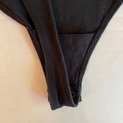 Abercrombie & Fitch One Shoulder Long Sleeve Bodysuit Black XS Minimalist Chic