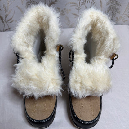 Champion Faux Fur Lined Suede Rubber Snow Boots Women 9 Apres Ski Cabincore Cozy