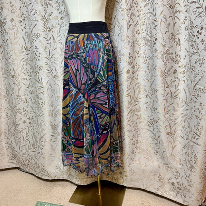Lapis Butterfly Mesh Midi Skirt Womens L Bohemian Whimsygoth Fairycore Romantic