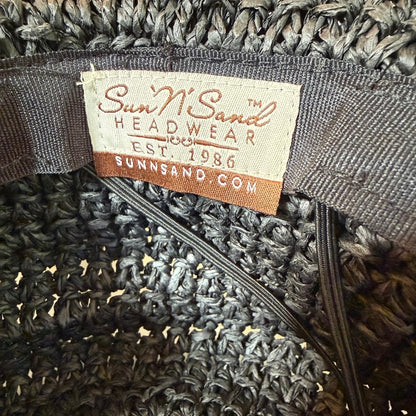 Sun 'N' Sand Black Woven Straw Sun Hat Womens OS Beach Coastal Boho Resortwear