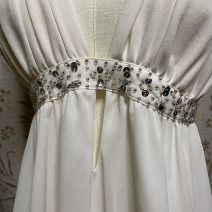 Victorias Secret White Halter Babydoll L Beaded Sequin Bridal Coquette Angelcore
