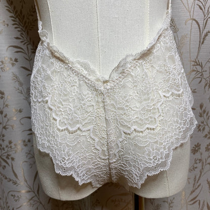 Victorias Secret White Lace Rhinestone Cheeky Teddy M/L Low Back Bridal Coquette