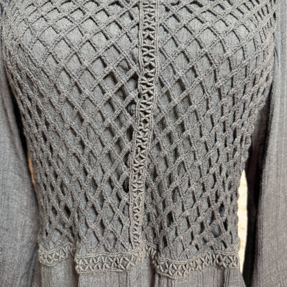 Monoreno Crochet Handkerchief Hem Midi Dress L Gray Boho Fairycore Whimsigoth