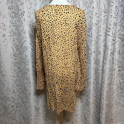 Billabong Cheetah Print Lace Up Tunic Women L Boho Beach Cover Up Resortwear