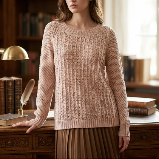 Calvin Klein Jeans Pink Shimmer Knit Sweater Women XL Preppy Boho Light Academia