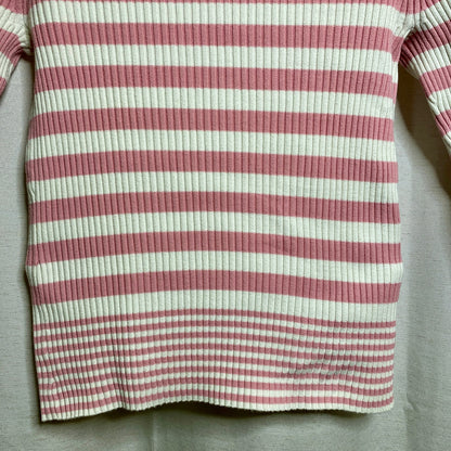 GAP Pink White Striped Turtleneck Sweater Womens S Ribbed Stretch Y2K Preppy