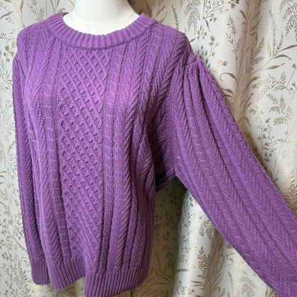 St. John's Bay Cable Knit Sweater Purple Womens 2X Cozy Dopamine Whimsigoth