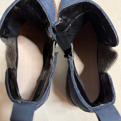 Josef Seibel Blue Nubuck Leather Wool Chelsea Boots Womens 42 Zip Comfort Chunky