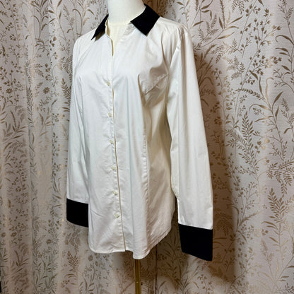 Lane Bryant Contrast Collar Cuff Button Down Top Women 20 Stretch Office Minimal