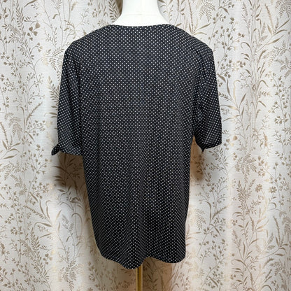 Croft & Barrow Polka Dot Short Sleeve Top Womens L Stretch Retro Classic Preppy