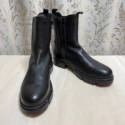 Eric Michael Lynn Black Leather Ankle Bootie US 11 Chunky Minimalist Utility
