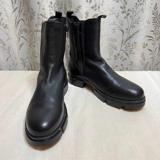 Eric Michael Lynn Black Leather Ankle Bootie US 11 Chunky Minimalist Utility
