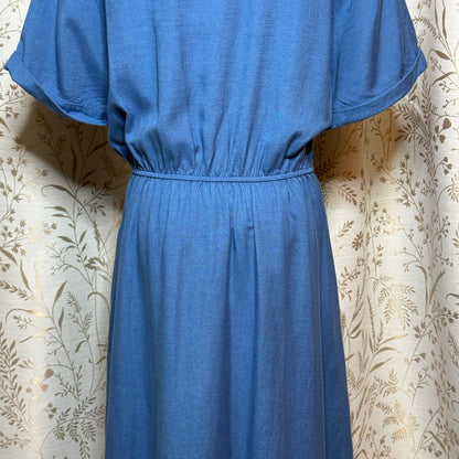 Grace Karin Tie Front Shirt Dress Women XL Blue Linen Blend Coastal Minimalist