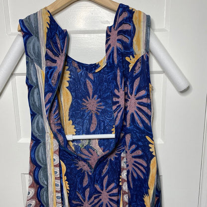 Ishwar Sleeveless Abstract Patterned Dress Womens 8 Bohemian Dainty Fairy Retro