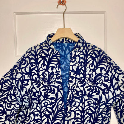 Kimono Jacket Womens XL Butterfly Pattern Block Print Handmade Boho Fairycore