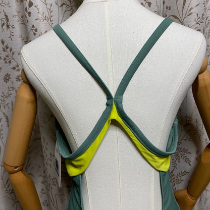 Speedo Sage Green One Piece Swimsuit NWT XL Racerback Athletic Minimalist Beach