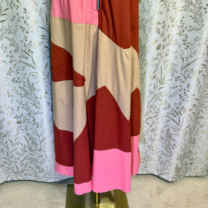 Zapelle Colorblock Patchwork Maxi Dress L 12 Rust Pink Dopamine Mod Artsy Boho