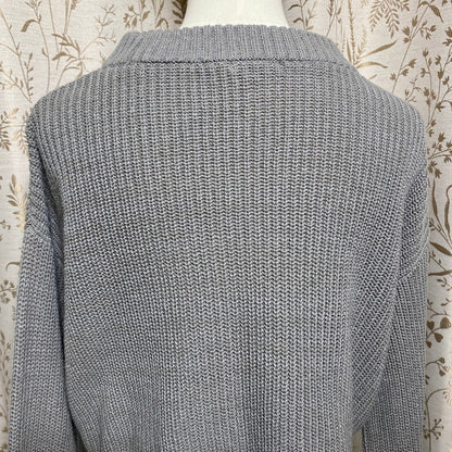 Wild Fable Grey Cropped Shaker Knit Sweater M 90s Grunge Minimalist Street Retro