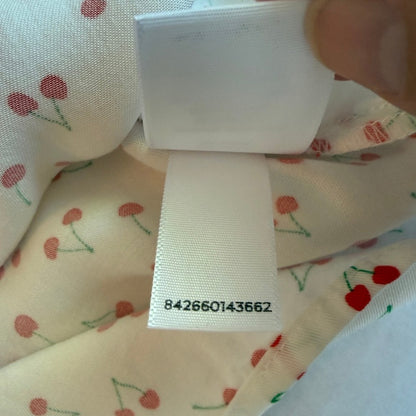 POPSUGAR Cherry Print Flutter Sleeve Blouse Women L Colettecore Retro Pinup