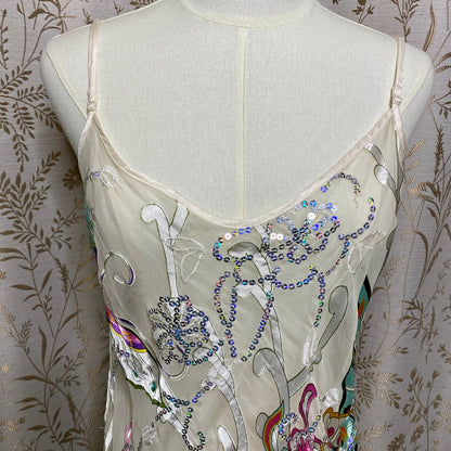 Shirley of Hollywood Silk Sequin Chemise Large Y2K Butterfly Fairycore Festival